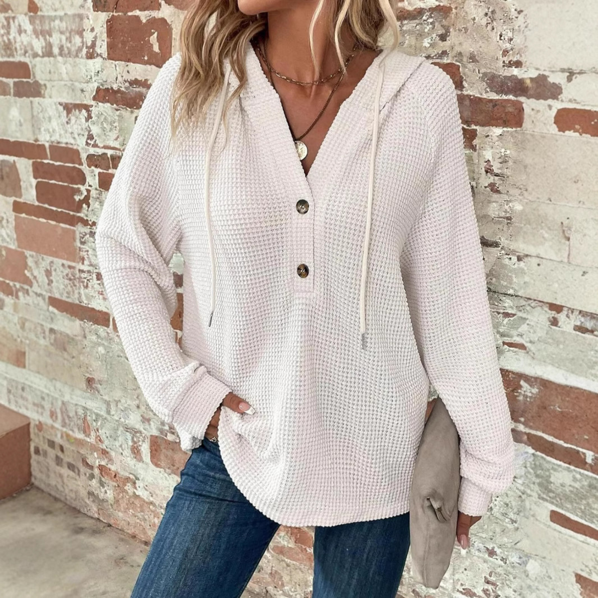 SIONI™ - Casual Long Sleeve V-Neck Hoodie Sweatshirt