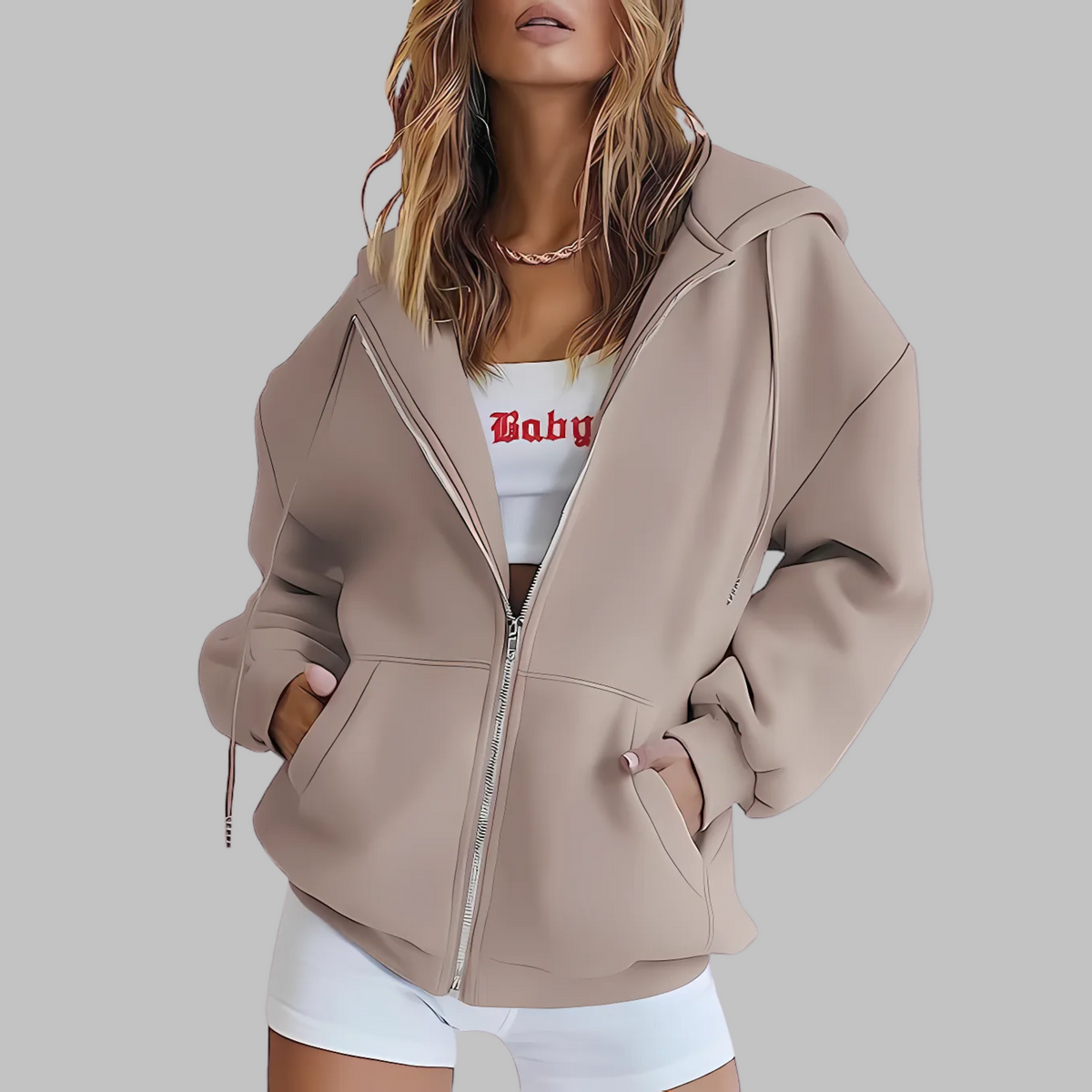 DARA™ - Classic Zip Up Oversized Hooded Jacket