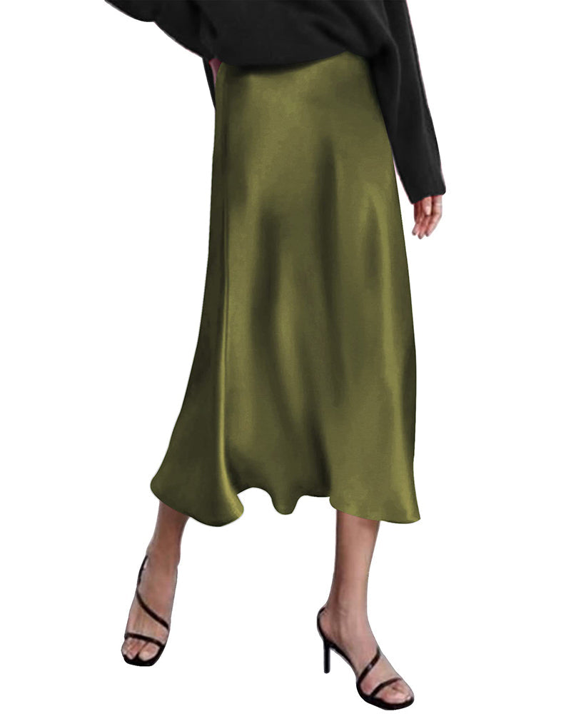 Celeste | Elegant Satin Midi Skirt