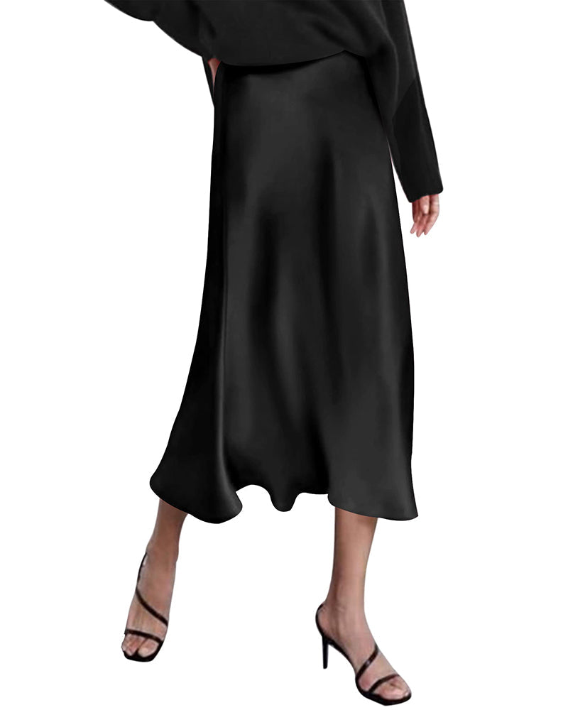 Celeste | Elegant Satin Midi Skirt
