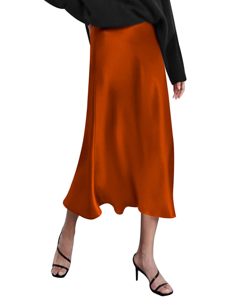 Celeste | Elegant Satin Midi Skirt