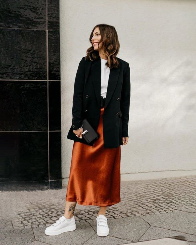 Celeste | Elegant Satin Midi Skirt