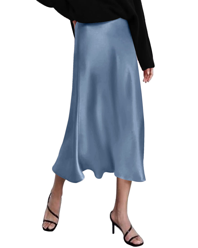 Celeste | Elegant Satin Midi Skirt