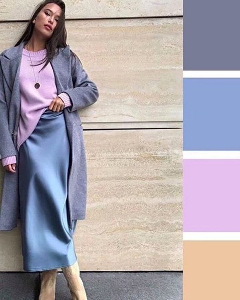 Celeste | Elegant Satin Midi Skirt