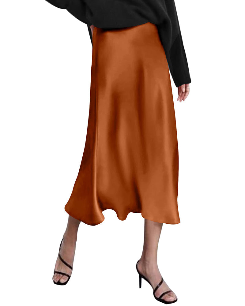 Celeste | Elegant Satin Midi Skirt