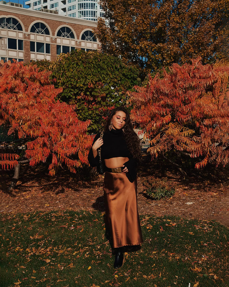 Celeste | Elegant Satin Midi Skirt