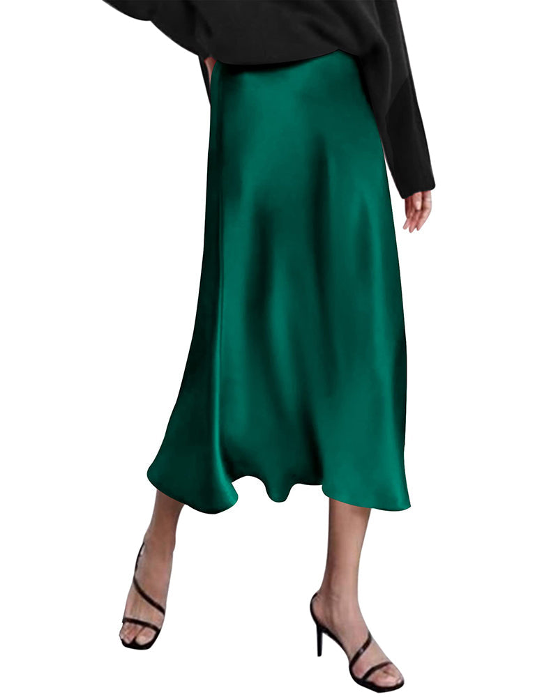 Celeste | Elegant Satin Midi Skirt