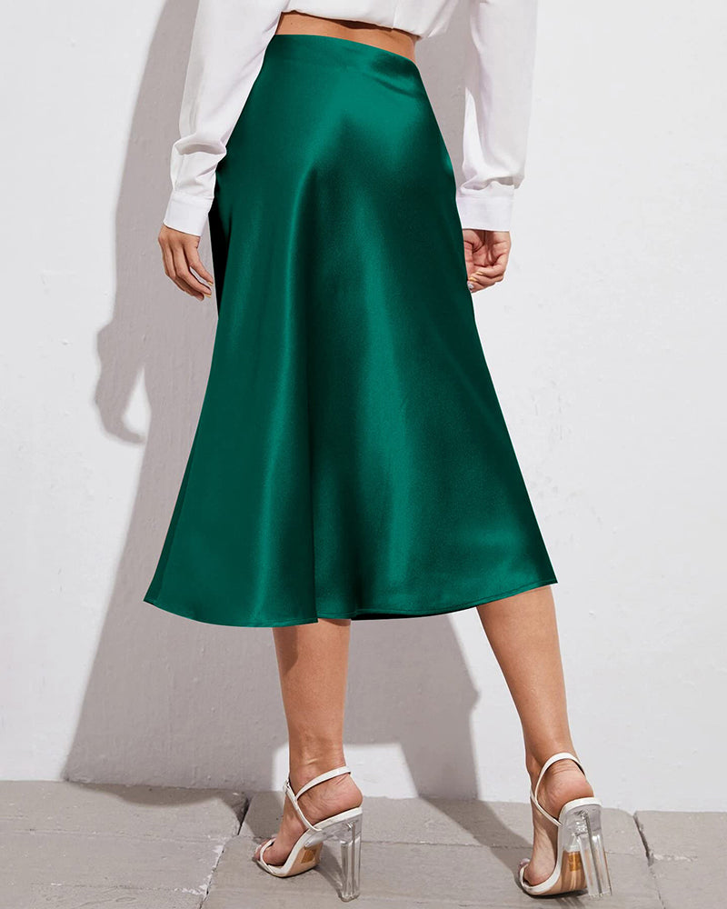 Celeste | Elegant Satin Midi Skirt