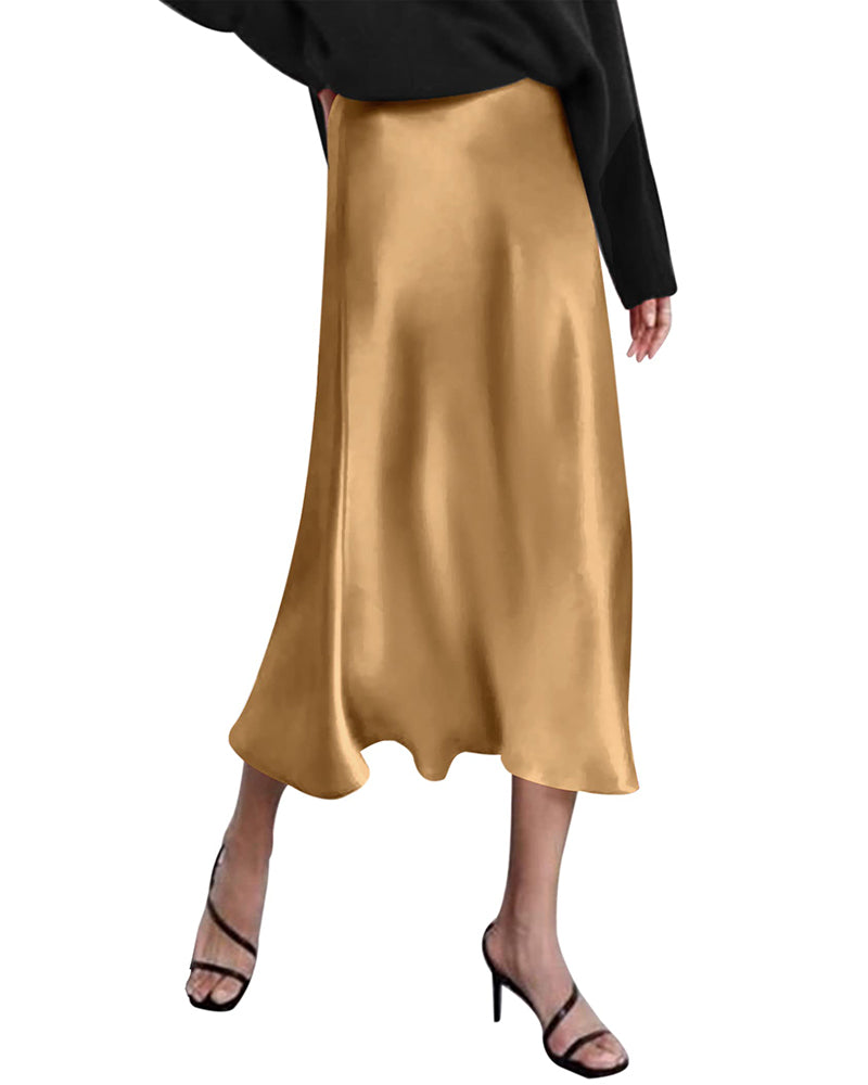 Celeste | Elegant Satin Midi Skirt