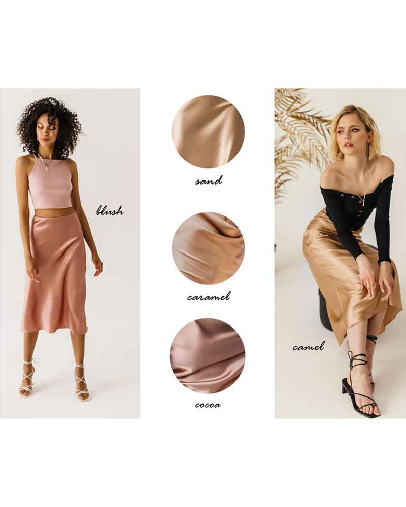 Celeste | Elegant Satin Midi Skirt