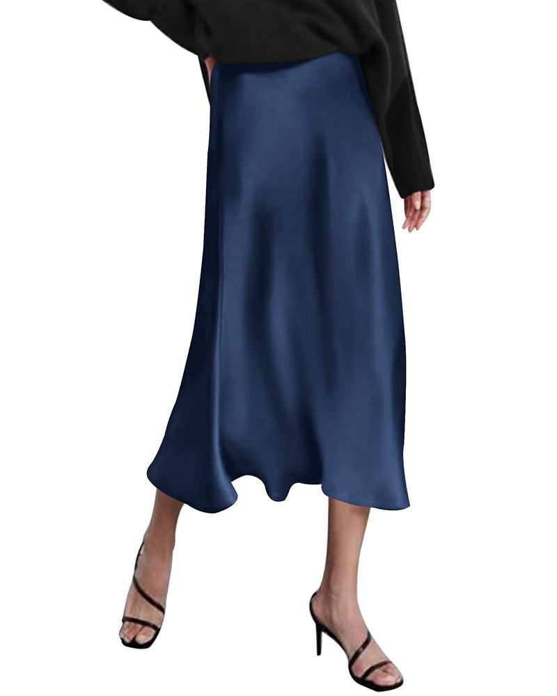 Celeste | Elegant Satin Midi Skirt