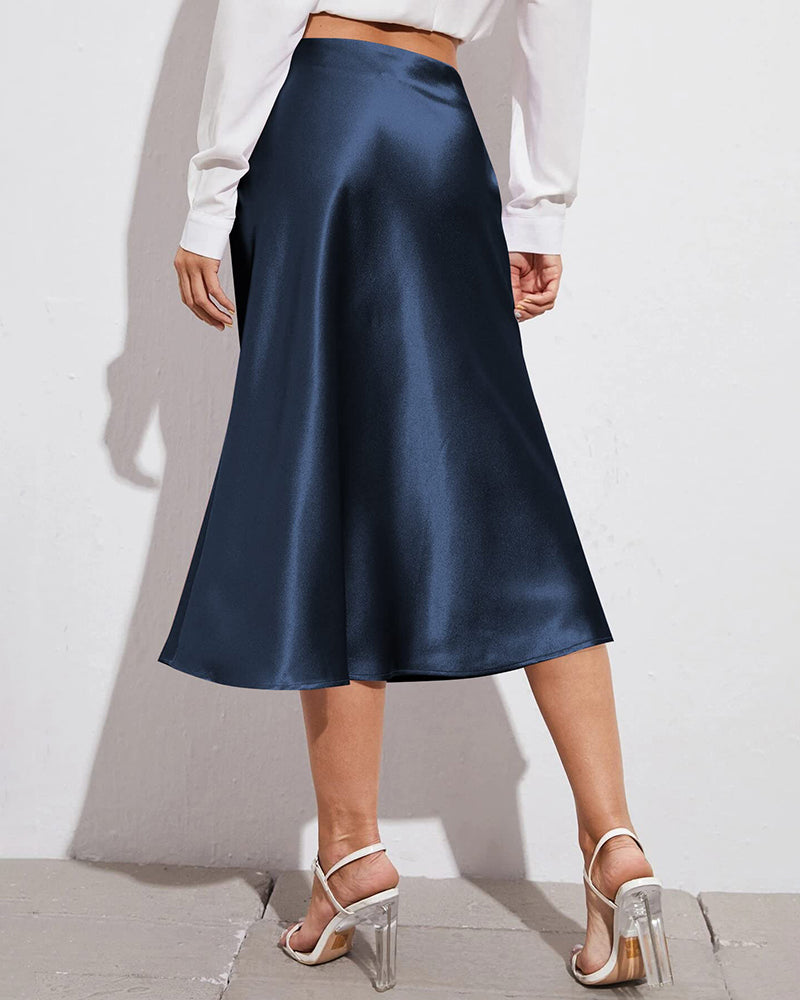 Celeste | Elegant Satin Midi Skirt