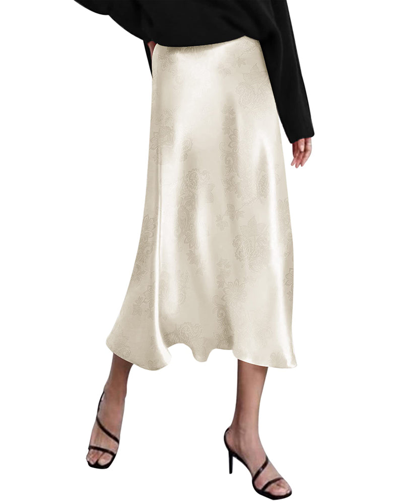 Celeste | Elegant Satin Midi Skirt