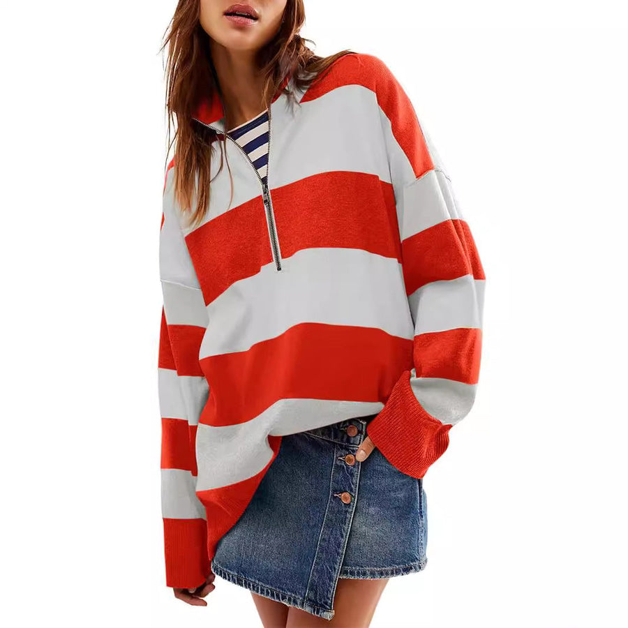 CAMILLA™ - Comfy Long Sleeve Pullover Sweater With Half Zipper