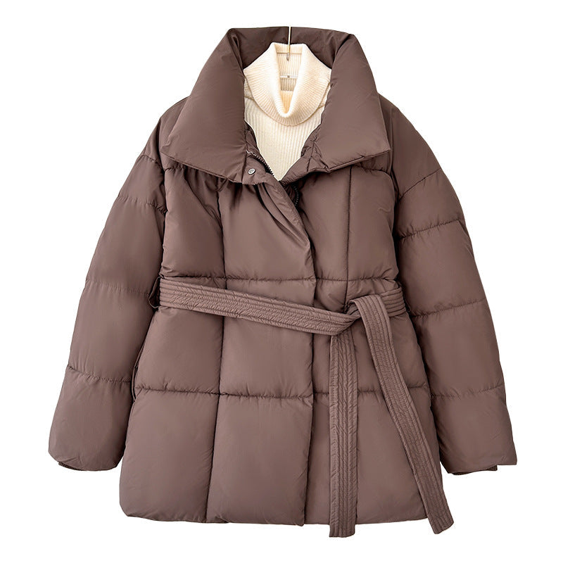 JASMINE™ - Cozy Thermal Stand Collar Waist Tie Zip-Up Coat for Winter