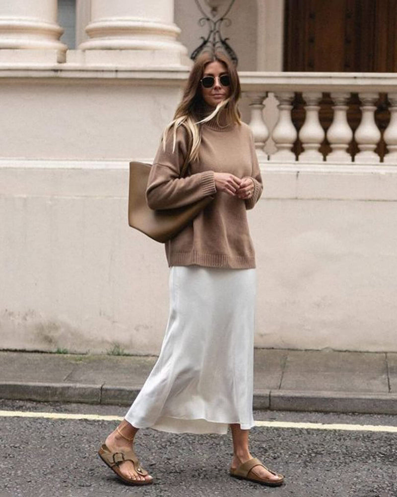 Celeste | Elegant Satin Midi Skirt
