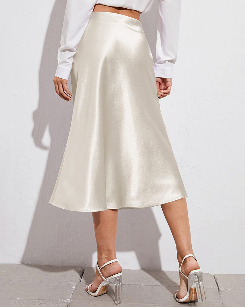 Celeste | Elegant Satin Midi Skirt