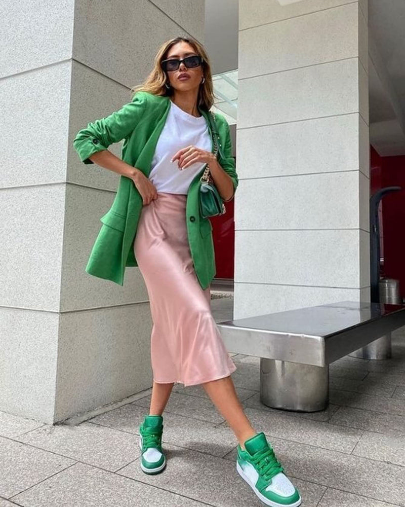 Celeste | Elegant Satin Midi Skirt