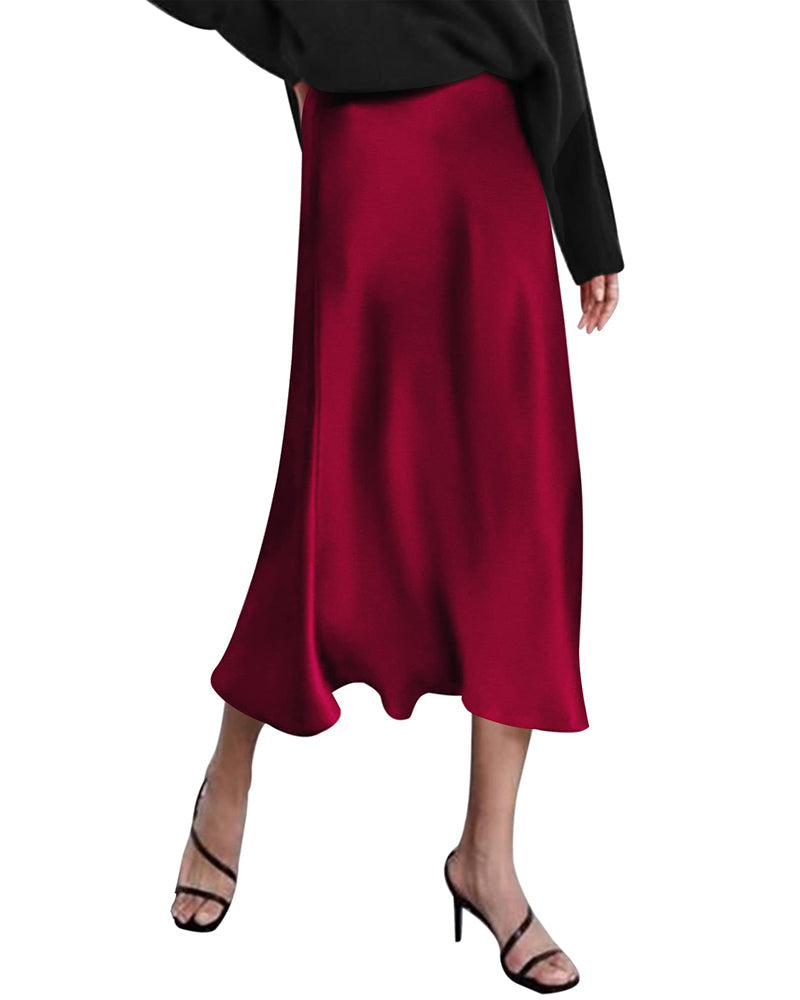 Celeste | Elegant Satin Midi Skirt