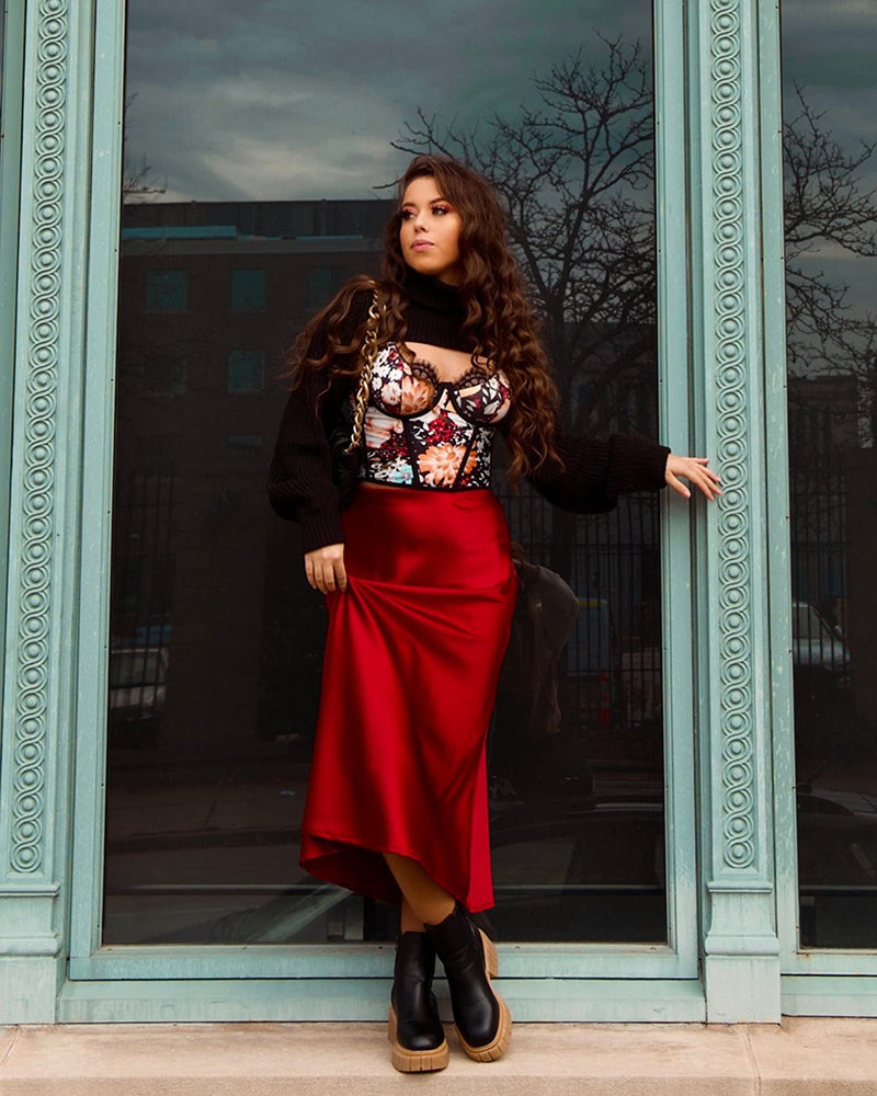 Celeste | Elegant Satin Midi Skirt