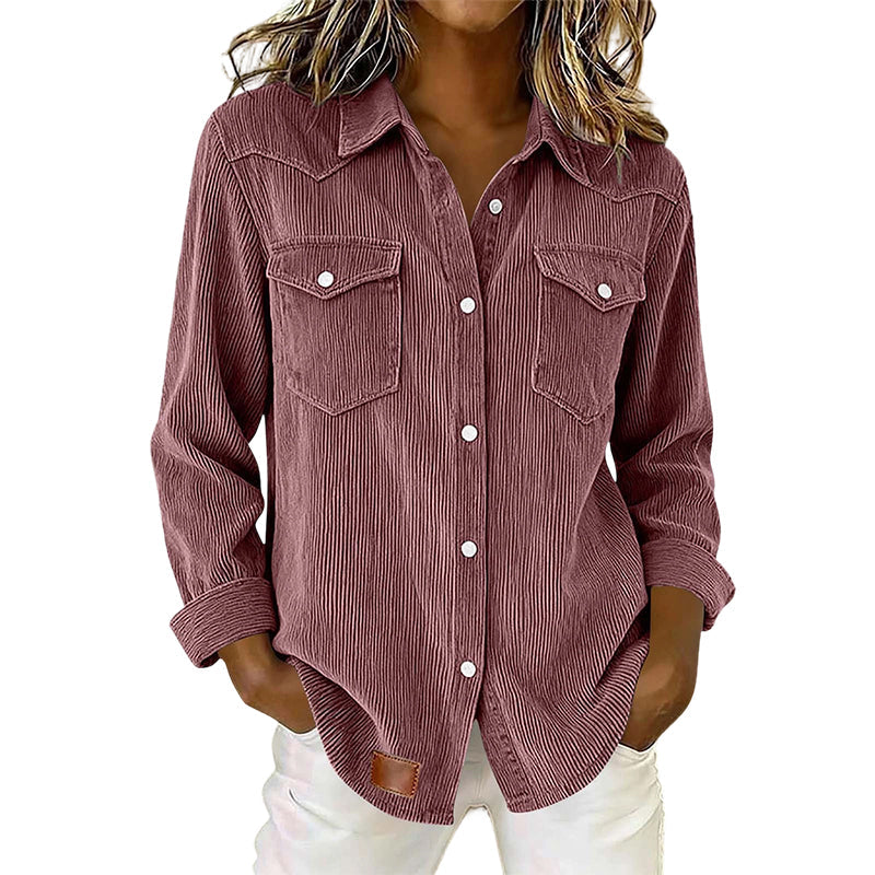 Flap-Pocket Button-Front Top – Soft Ribbed Knit & Timeless Design for Everyday Comfort
