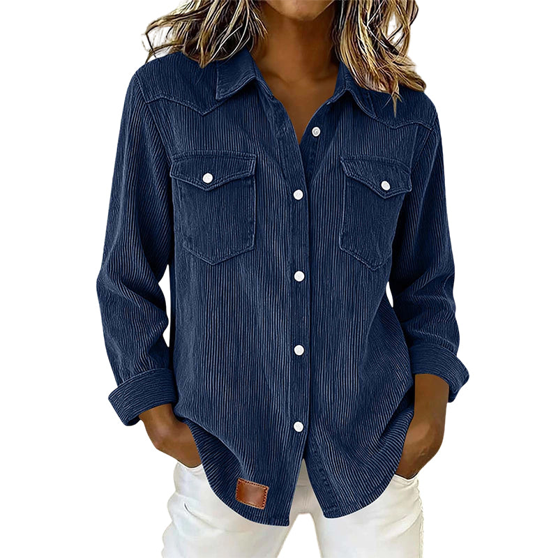 Flap-Pocket Button-Front Top – Soft Ribbed Knit & Timeless Design for Everyday Comfort
